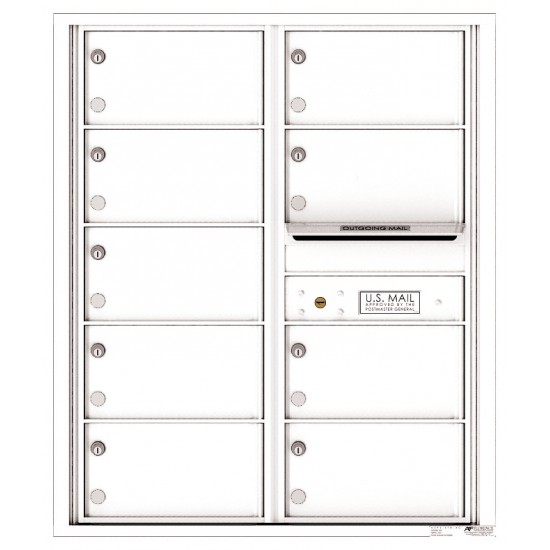 9 Tenant Doors with Outgoing Mail Compartment - 4C Wall Mount 10-High Mailboxes - 4C10D-09