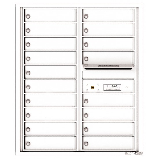 18 Tenant Doors with Outgoing Mail Compartment - 4C Wall Mount 10-High Mailboxes - 4C10D-18