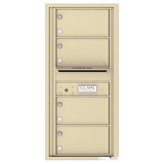 4 Oversized Tenant Doors with Outgoing Mail Compartment - 4C Wall Mount 10-High Mailboxes - 4C10S-04