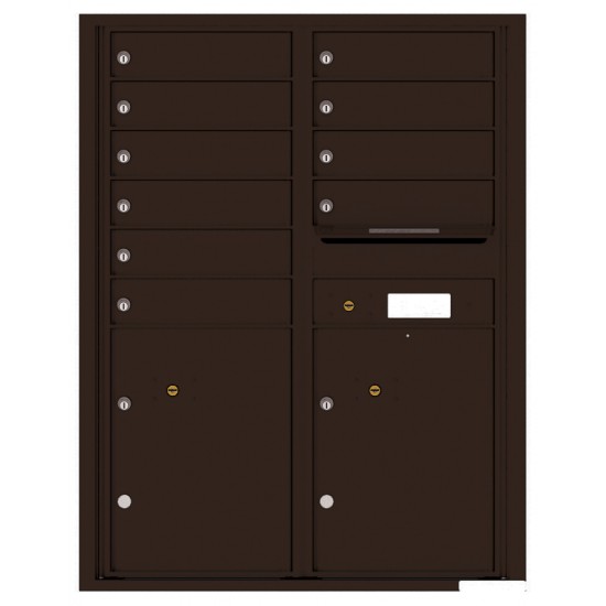 10 Tenant Doors with 2 Parcel Lockers and Outgoing Mail Compartment - 4C Wall Mount 11-High Mailboxes - 4C11D-10