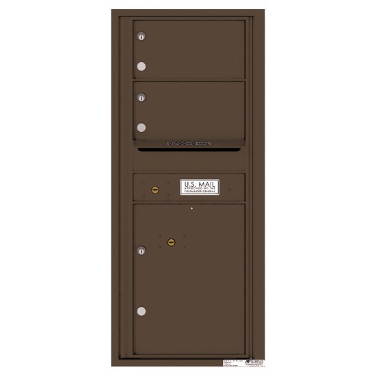 2 Oversized Tenant Doors with 1 Parcel Lockers and Outgoing Mail Compartment - 4C Wall Mount 11-High Mailboxes - 4C11S-02