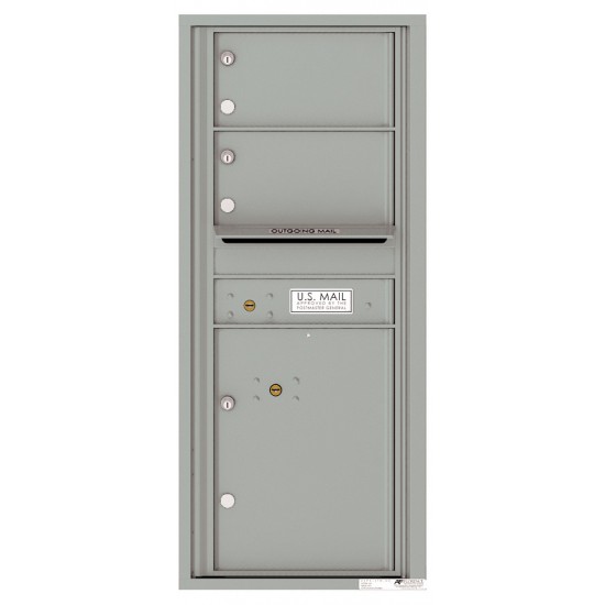 2 Oversized Tenant Doors with 1 Parcel Lockers and Outgoing Mail Compartment - 4C Wall Mount 11-High Mailboxes - 4C11S-02