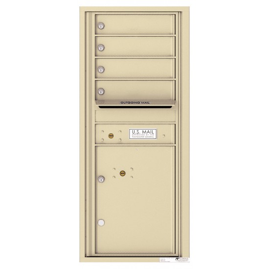 4 Tenant Doors with 1 Parcel Lockers and Outgoing Mail Compartment - 4C Wall Mount 11-High Mailboxes - 4C11S-04