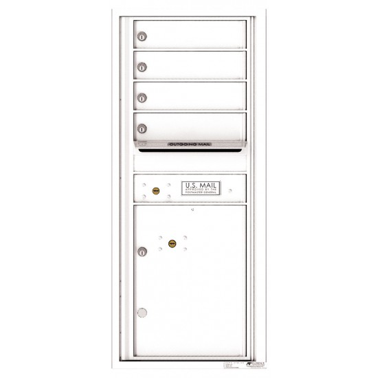 4 Tenant Doors with 1 Parcel Lockers and Outgoing Mail Compartment - 4C Wall Mount 11-High Mailboxes - 4C11S-04