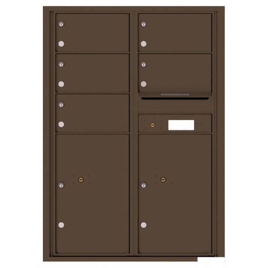 5 Oversized Tenant Doors with 2 Parcel Lockers and Outgoing Mail Compartment - 4C Wall Mount 12-High Mailboxes - 4C12D-05