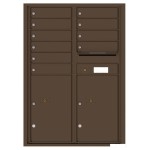 10 Tenant Doors with 2 Parcel Lockers and Outgoing Mail Compartment - 4C Wall Mount 12-High Mailboxes - 4C12D-10