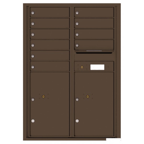 10 Tenant Doors with 2 Parcel Lockers and Outgoing Mail Compartment - 4C Wall Mount 12-High Mailboxes - 4C12D-10