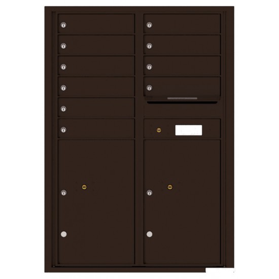 10 Tenant Doors with 2 Parcel Lockers and Outgoing Mail Compartment - 4C Wall Mount 12-High Mailboxes - 4C12D-10