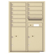 10 Tenant Doors with 2 Parcel Lockers and Outgoing Mail Compartment - 4C Wall Mount 12-High Mailboxes - 4C12D-10