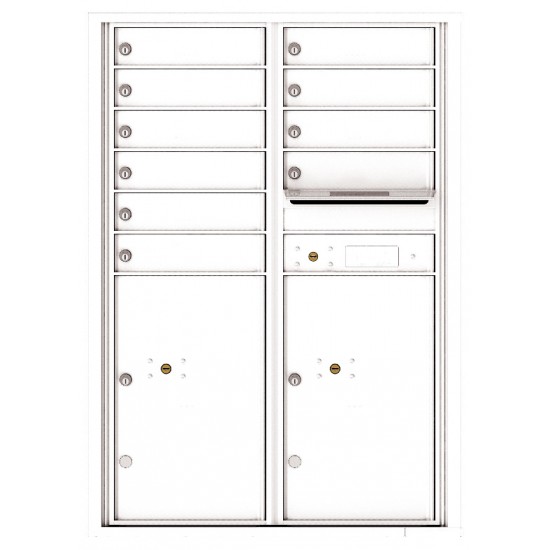 10 Tenant Doors with 2 Parcel Lockers and Outgoing Mail Compartment - 4C Wall Mount 12-High Mailboxes - 4C12D-10