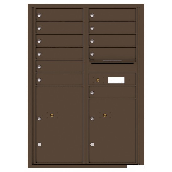 11 Tenant Doors with 2 Parcel Lockers and Outgoing Mail Compartment - 4C Wall Mount 12-High Mailboxes - 4C12D-11