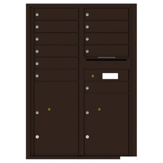 11 Tenant Doors with 2 Parcel Lockers and Outgoing Mail Compartment - 4C Wall Mount 12-High Mailboxes - 4C12D-11