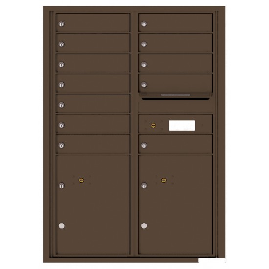 12 Tenant Doors with 2 Parcel Lockers and Outgoing Mail Compartment - 4C Wall Mount 12-High Mailboxes - 4C12D-12