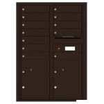 12 Tenant Doors with 2 Parcel Lockers and Outgoing Mail Compartment - 4C Wall Mount 12-High Mailboxes - 4C12D-12