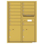 12 Tenant Doors with 2 Parcel Lockers and Outgoing Mail Compartment - 4C Wall Mount 12-High Mailboxes - 4C12D-12