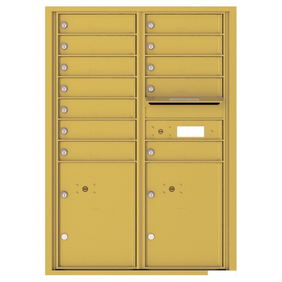 12 Tenant Doors with 2 Parcel Lockers and Outgoing Mail Compartment - 4C Wall Mount 12-High Mailboxes - 4C12D-12