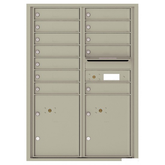 12 Tenant Doors with 2 Parcel Lockers and Outgoing Mail Compartment - 4C Wall Mount 12-High Mailboxes - 4C12D-12