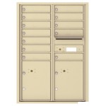 12 Tenant Doors with 2 Parcel Lockers and Outgoing Mail Compartment - 4C Wall Mount 12-High Mailboxes - 4C12D-12