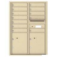 12 Tenant Doors with 2 Parcel Lockers and Outgoing Mail Compartment - 4C Wall Mount 12-High Mailboxes - 4C12D-12