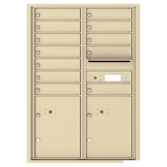 12 Tenant Doors with 2 Parcel Lockers and Outgoing Mail Compartment - 4C Wall Mount 12-High Mailboxes - 4C12D-12