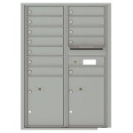 12 Tenant Doors with 2 Parcel Lockers and Outgoing Mail Compartment - 4C Wall Mount 12-High Mailboxes - 4C12D-12