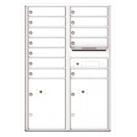 12 Tenant Doors with 2 Parcel Lockers and Outgoing Mail Compartment - 4C Wall Mount 12-High Mailboxes - 4C12D-12