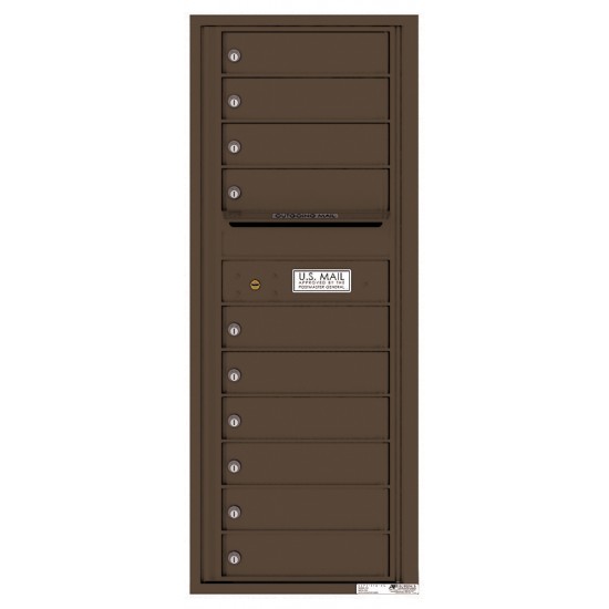 10 Tenant Doors with Outgoing Mail Compartment - 4C Wall Mount 12-High Mailboxes - 4C12S-10