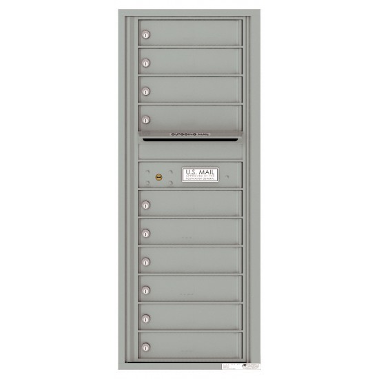 10 Tenant Doors with Outgoing Mail Compartment - 4C Wall Mount 12-High Mailboxes - 4C12S-10