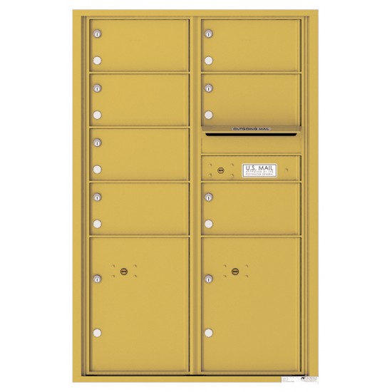 7 Oversized Tenant Doors with 2 Parcel Lockers and Outgoing Mail Compartment - 4C Wall Mount 13-High Mailboxes - 4C13D-07