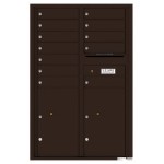 12 Tenant Doors with 2 Parcel Lockers and Outgoing Mail Compartment - 4C Wall Mount 13-High Mailboxes - 4C13D-12