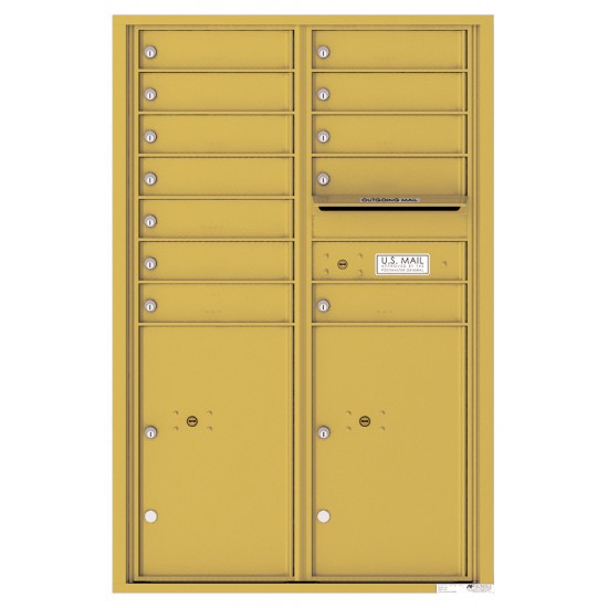 12 Tenant Doors with 2 Parcel Lockers and Outgoing Mail Compartment - 4C Wall Mount 13-High Mailboxes - 4C13D-12