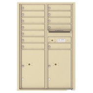 12 Tenant Doors with 2 Parcel Lockers and Outgoing Mail Compartment - 4C Wall Mount 13-High Mailboxes - 4C13D-12