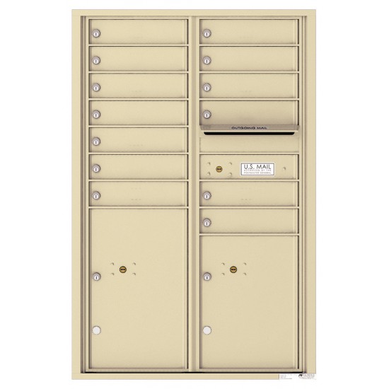 13 Tenant Doors with 2 Parcel Lockers and Outgoing Mail Compartment - 4C Wall Mount 13-High Mailboxes - 4C13D-13