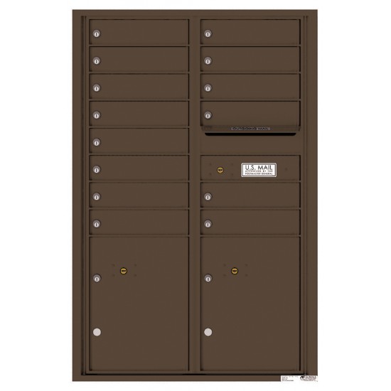 14 Tenant Doors with 2 Parcel Lockers and Outgoing Mail Compartment - 4C Wall Mount 13-High Mailboxes - 4C13D-14