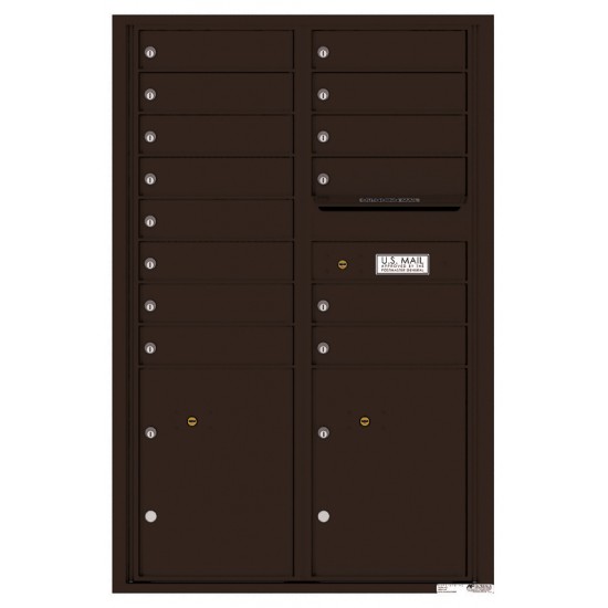 14 Tenant Doors with 2 Parcel Lockers and Outgoing Mail Compartment - 4C Wall Mount 13-High Mailboxes - 4C13D-14