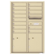 14 Tenant Doors with 2 Parcel Lockers and Outgoing Mail Compartment - 4C Wall Mount 13-High Mailboxes - 4C13D-14