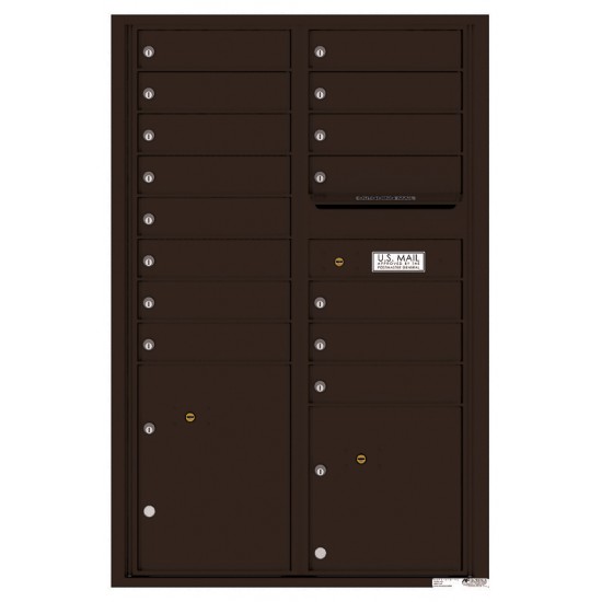 15 Tenant Doors with 2 Parcel Lockers and Outgoing Mail Compartment - 4C Wall Mount 13-High Mailboxes - 4C13D-15