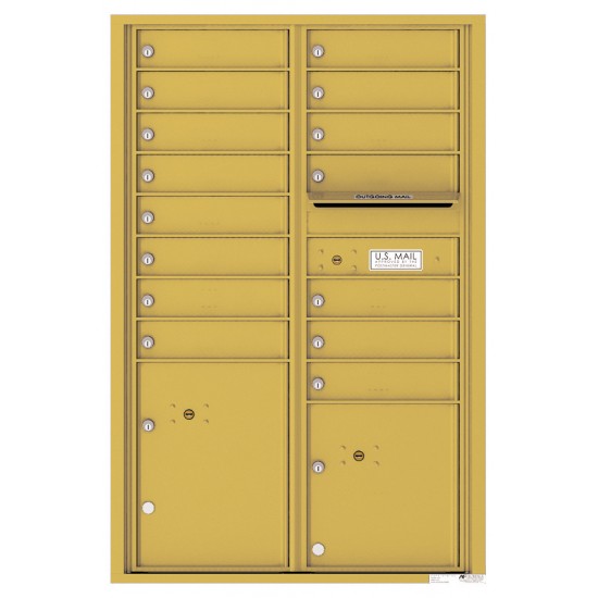 15 Tenant Doors with 2 Parcel Lockers and Outgoing Mail Compartment - 4C Wall Mount 13-High Mailboxes - 4C13D-15