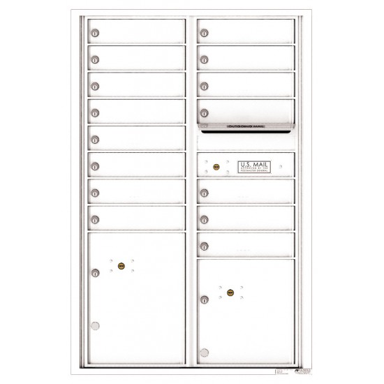 15 Tenant Doors with 2 Parcel Lockers and Outgoing Mail Compartment - 4C Wall Mount 13-High Mailboxes - 4C13D-15