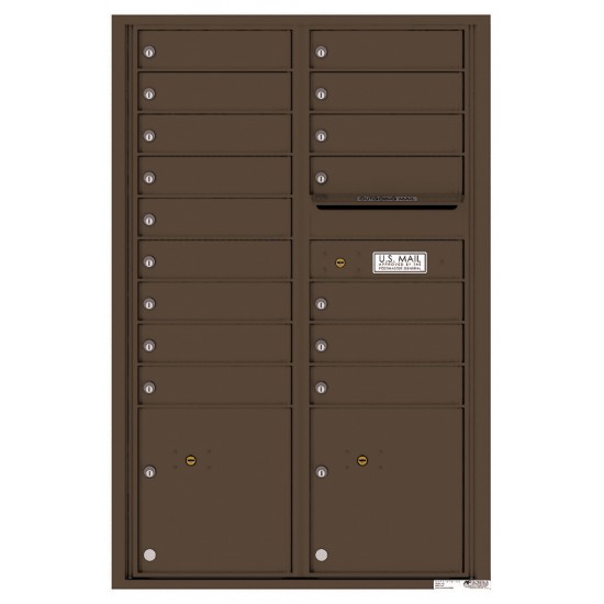 16 Tenant Doors with 2 Parcel Lockers and Outgoing Mail Compartment - 4C Wall Mount 13-High Mailboxes - 4C13D-16