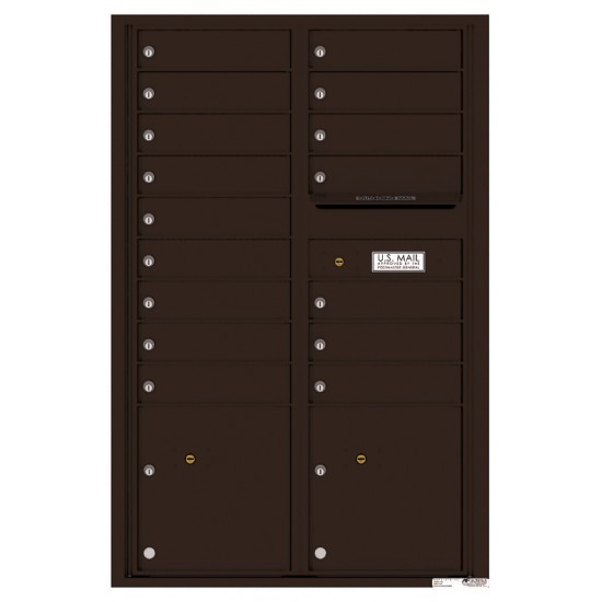 16 Tenant Doors with 2 Parcel Lockers and Outgoing Mail Compartment - 4C Wall Mount 13-High Mailboxes - 4C13D-16