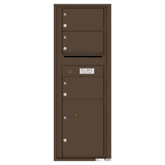 3 Oversized Tenant Doors with 1 Parcel Locker and Outgoing Mail Compartment - 4C Wall Mount 13-High Mailboxes - 4C13S-03