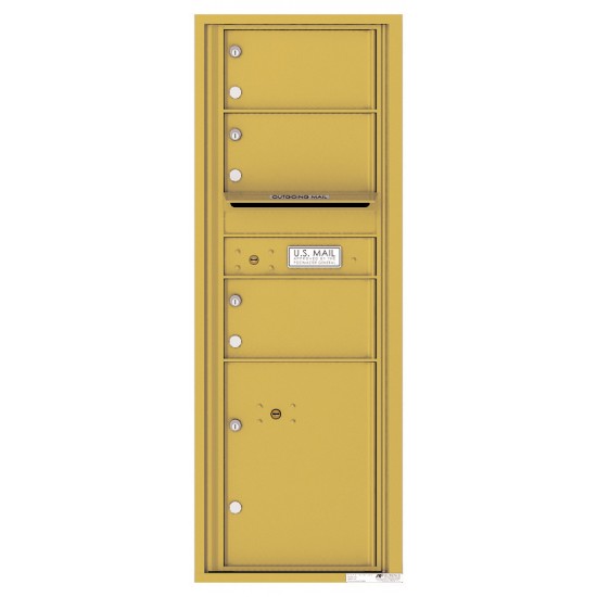 3 Oversized Tenant Doors with 1 Parcel Locker and Outgoing Mail Compartment - 4C Wall Mount 13-High Mailboxes - 4C13S-03