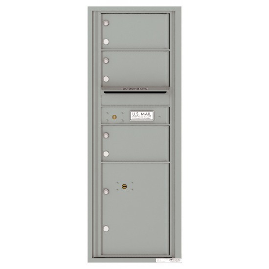 3 Oversized Tenant Doors with 1 Parcel Locker and Outgoing Mail Compartment - 4C Wall Mount 13-High Mailboxes - 4C13S-03