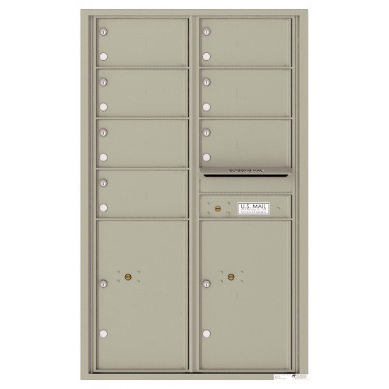 7 Oversized Tenant Doors with 2 Parcel Lockers and Outgoing Mail Compartment - 4C Wall Mount 14-High Mailboxes - 4C14D-07