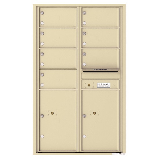 7 Oversized Tenant Doors with 2 Parcel Lockers and Outgoing Mail Compartment - 4C Wall Mount 14-High Mailboxes - 4C14D-07