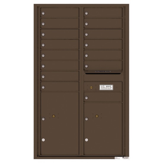 15 Tenant Doors with 2 Parcel Lockers and Outgoing Mail Compartment - 4C Wall Mount 14-High Mailboxes - 4C14D-15