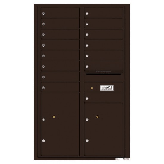 15 Tenant Doors with 2 Parcel Lockers and Outgoing Mail Compartment - 4C Wall Mount 14-High Mailboxes - 4C14D-15