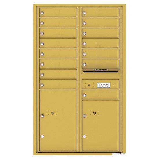 15 Tenant Doors with 2 Parcel Lockers and Outgoing Mail Compartment - 4C Wall Mount 14-High Mailboxes - 4C14D-15