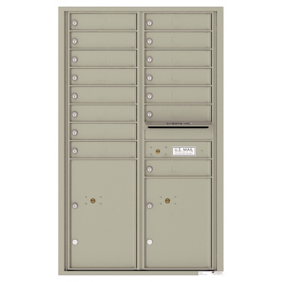 15 Tenant Doors with 2 Parcel Lockers and Outgoing Mail Compartment - 4C Wall Mount 14-High Mailboxes - 4C14D-15